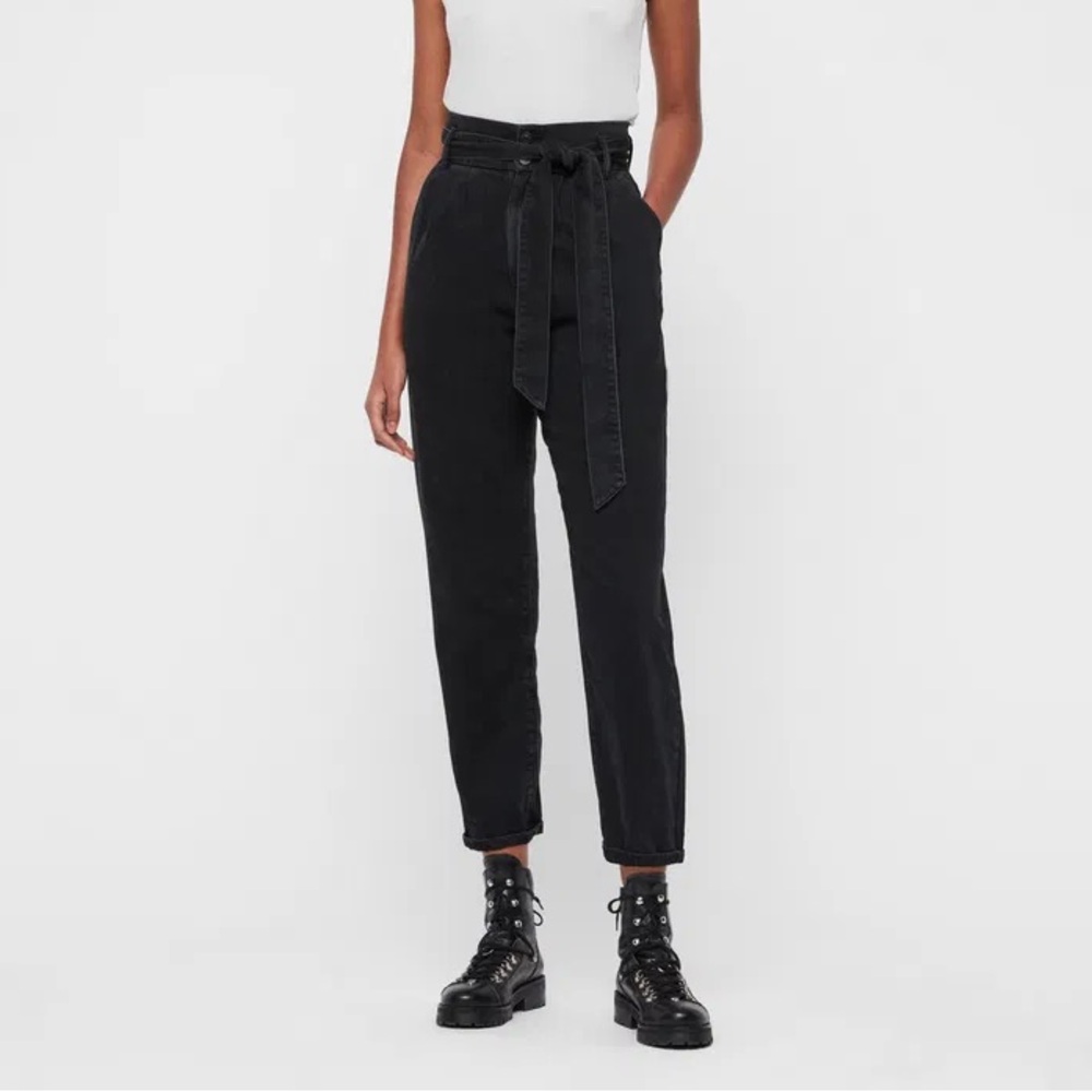 AllSaints Faded Black Ralita Paperbag Waist Jeans